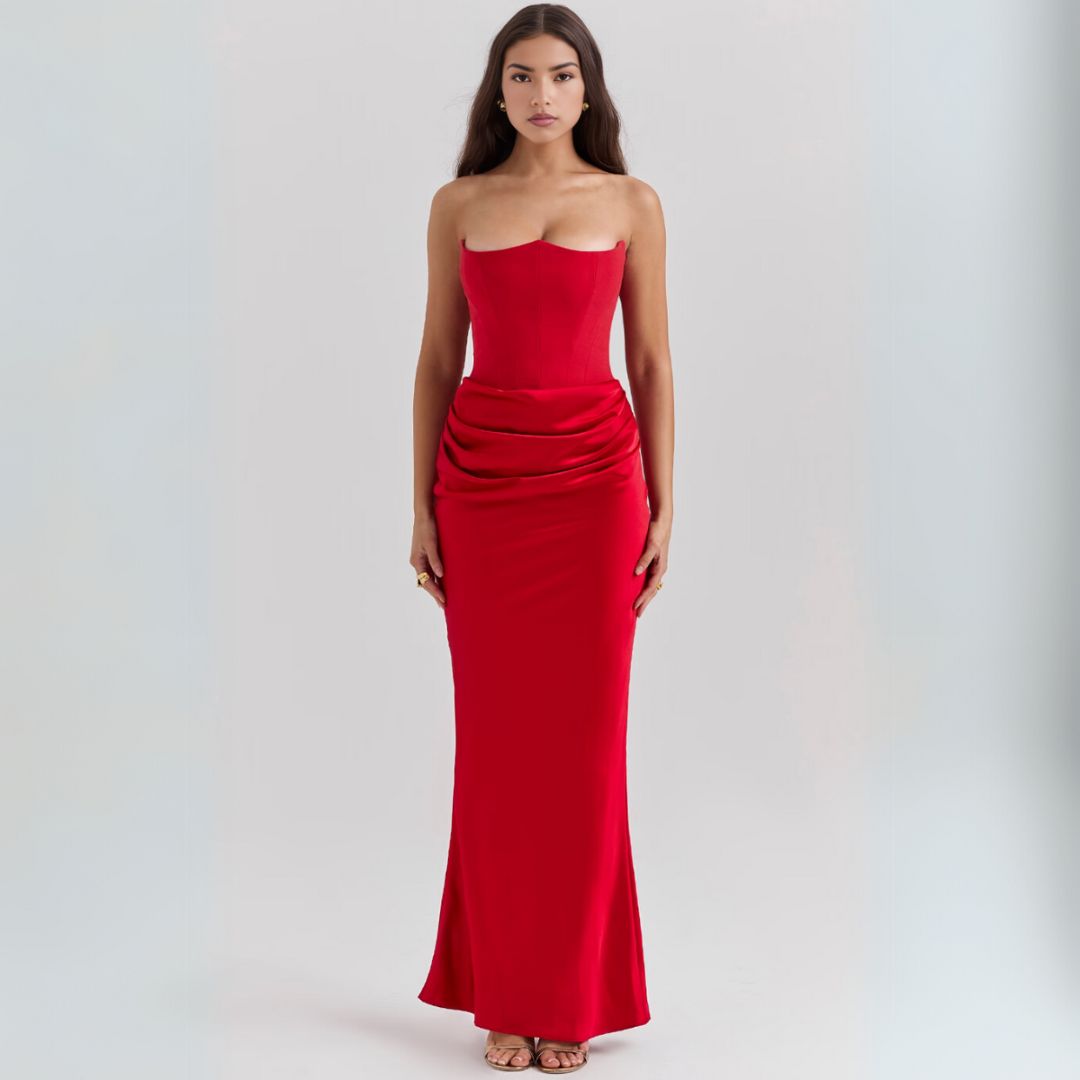 Vivienne | Sculpted Strapless Evening Maxi Dress