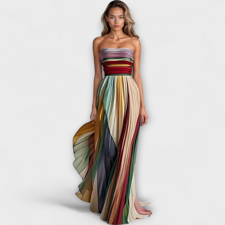 Flora | Statement Strapless Pleated Maxi Dress