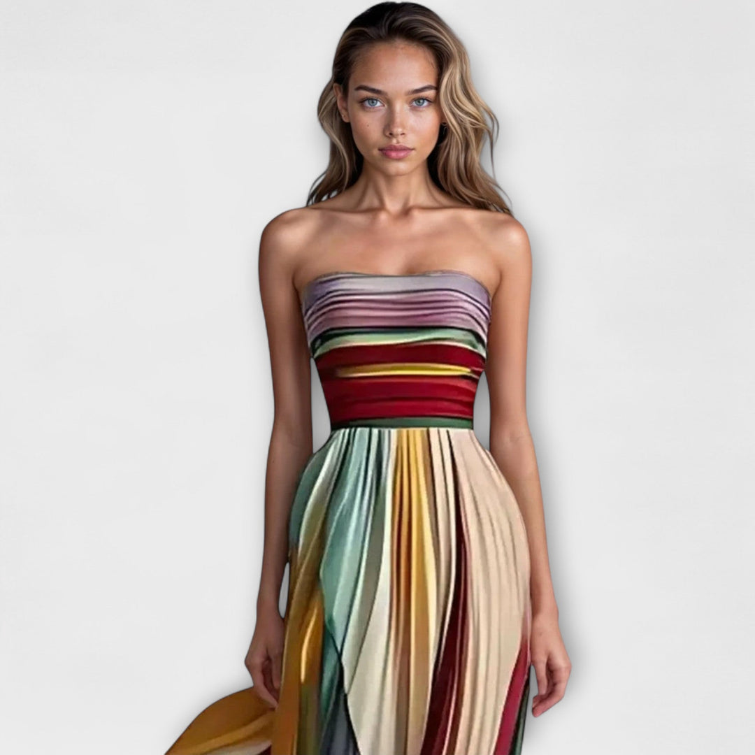 Flora | Statement Strapless Pleated Maxi Dress